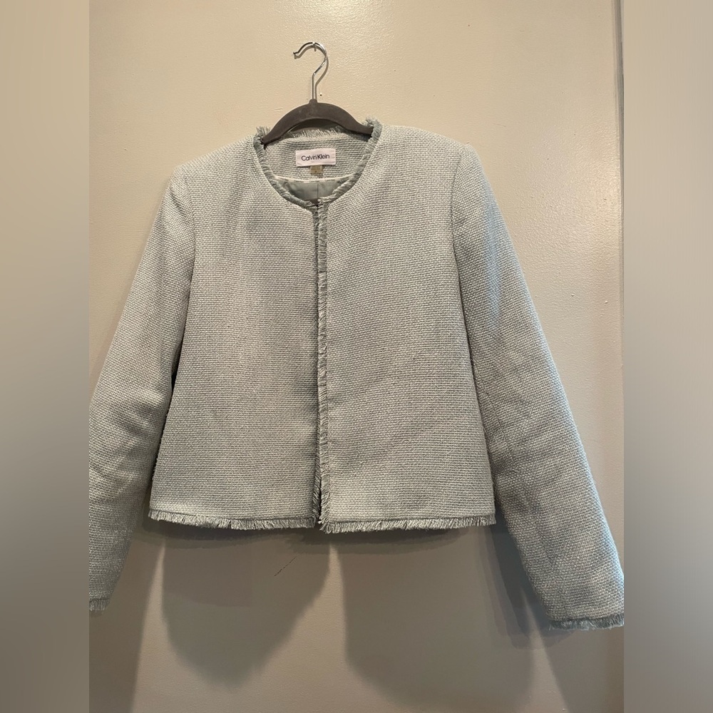 Vintage Calvin Klein Light Gray Blazer Size 12